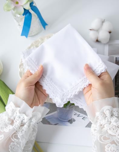 Image of Lace Cotton White Handkerchiefs Perfect Wedding Bulk
