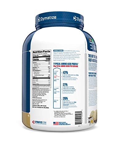Dymatize Elite 100% Whey Protein Powder, 25G Protein, 5.5G Bcaas & 2.7G L-Leucine, Quick Absorbing & Fast Digesting For Optimal Muscle Recovery, Gourmet, 5 Pound Vanilla 80 Ounce #TOP2