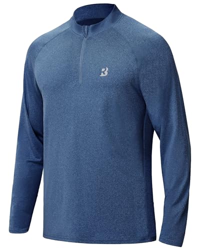 Roadbox Quarter Zip Pullover Men Sun Shirts, Running Workout Long Sleeve UV Shirt, UPF 50+ Quick Dry Athletic Rash Guard - Main Image
