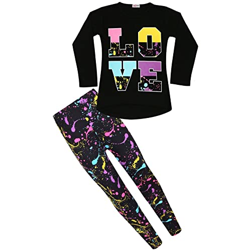 Image of A2Z 4 Kids Girls Love Crop Top T-Shirt And Splash Fashion Leggings Girls Pants Kids Outfit Sets Age 5-14 Years