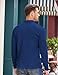 COOFANDY Men's Quarter Button Henley Sweater Casual Knitted Sweatshirt Mock Neck Thermal Fleece Pullover Sweater with Pocket Navy Blue
