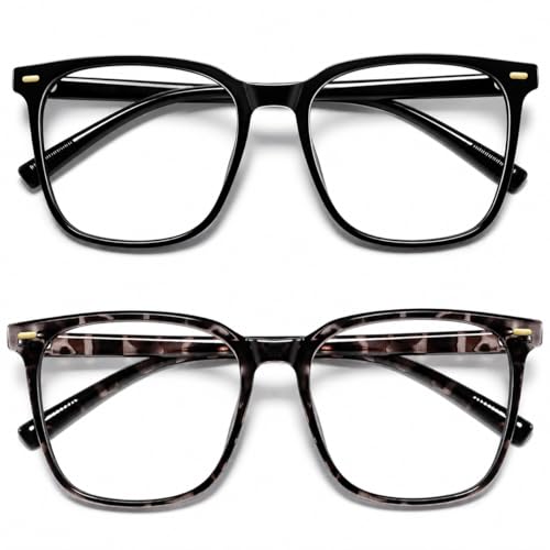 Image of Oversized Square Blue Light Blocking Glasses for Women Men, Anti-Fatigue Computer Monitor Glasses Reduce Eye Strain