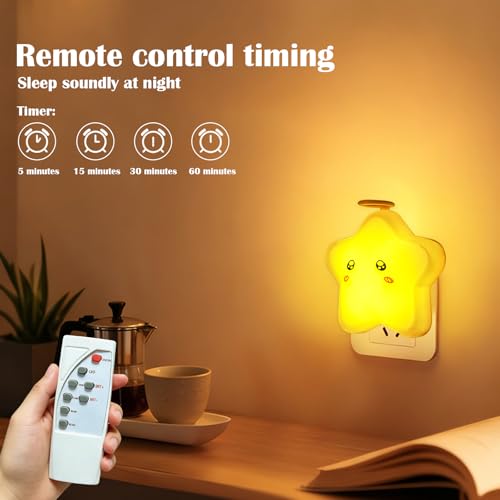 Image of Night Lights Plug Into Wall [2 Pack],LED Dimmable Remote Control with Switch,3 Color Modes,10 Brightness Levels,Timer Function Decorative Nightlight for Bedroom Children Room Gift