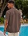 COOFANDY Mens Short Sleeve Shirts Button Down Tops Beach Spread Collar Plain Summer Blouses Brown