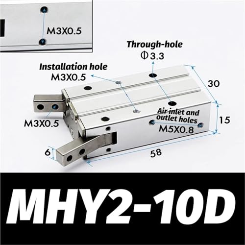 Pince pneumatique MHY2-10D à double effet | Vérin angulaire en aluminium 180°
