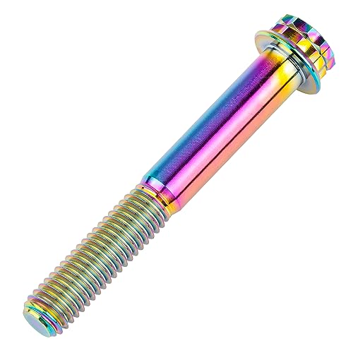 Image of Titanium Flange 12 Point Head M8 x15 20 25 30 35 40 45 50 55 60 65 80mm Screw Bolt Pack of 4 (Rainbow, M8x80mm)