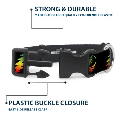 Collar de clip de plástico Buckle-Down ajustable de poliéster resistente negro rasta 5