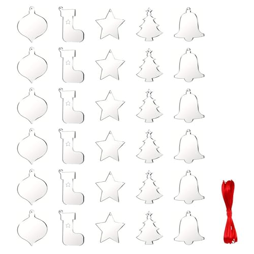 omiinitio 31 piezas acrílico irrompible decoraciones colgantes para árbol de Navidad ventana pared accesorios creativos kits de manualidades acrílico decoración navideña