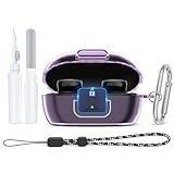Secure Lock Case for New Bose QuietComfort Earbuds Case(2024), Clear TPU Shockproof Protective Cover for Bose QuietComfort Earbuds 2024 with Cleaning Kit& Keychain&Lanyard (Clear Purple)