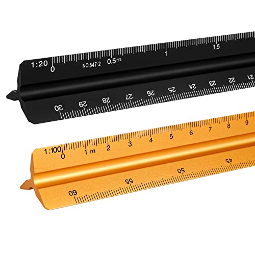Dreikantmaßstab 30 Cm - Metall Lineal Mit 6 Maßstäben Für Architekten