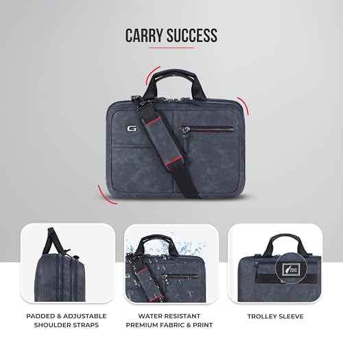 Image of Gear Professional 10L /11 inch Faux Leather Water Resistant Laptop Messenger /Office Bag /Shoulder Bag for Men /Women (Navy - Black)