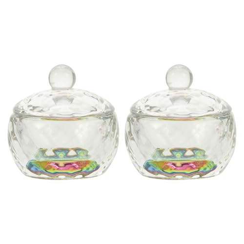 2 copas de cristal para esmalte de uñas con tapa