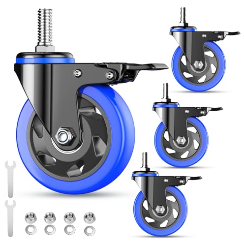 Roulettes industrielles à tige filetée 1/2"-13 x 1 pour charge lourde 725kg