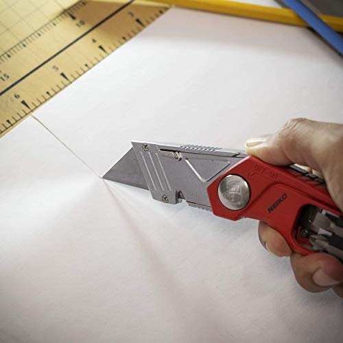 Image of NEIKO 00678A 4-In-1 Folding Utility Knife Box Cutter Knives & Wire Stripper, Tool Hex Bit Holder Utility Work Knife & Bit Storage, Carpet Knife, Heavy Duty Box Cutter, Great work knife for men & women