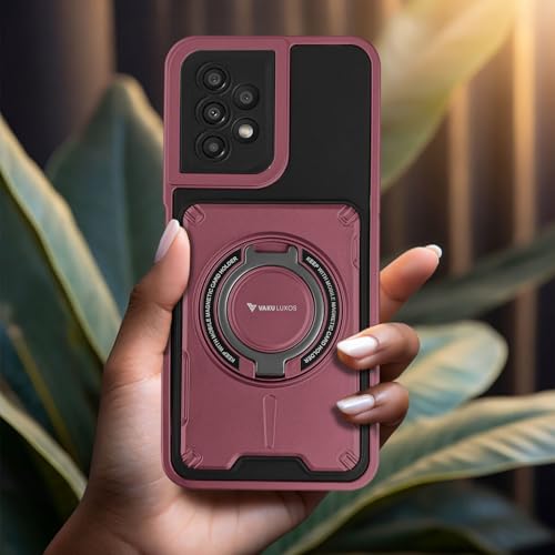 Image of Vaku Luxos Axion Armor Military Grade TPU Back Cover Case for Samsung Galaxy A53 5G with Magnetic Ring Holder Kickstand Camera Screen Protector- Maroon