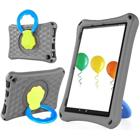 BORXJNM All-New 10 Tablet Case for Kids(2023 Release, 13th Generation),Incompatible with iPad Samsung,Light Weight Shock Proof Handle Friendly 360 Rotating Grip Stand Kid-Proof Case (Grey) Cover