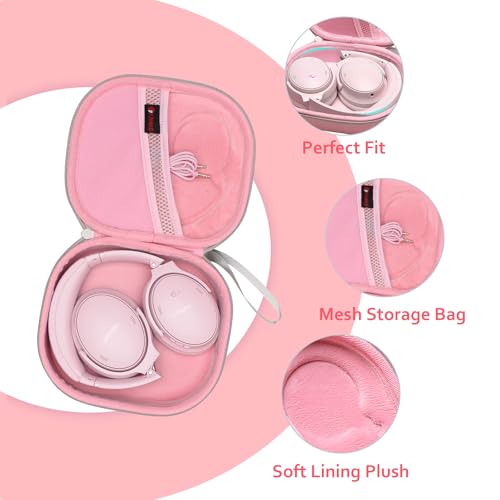 Image of XANAD Hard Case for Bose QuietComfort, QC Ultra, QC 45, QC 35, QC45 SE, QC SE or Skullcandy Crusher Evo, Hesh ANC, Hesh Evo, Crusher ANC 2, Crusher, Riff 2 Noise Headphones(Outer Pink +Inner Pink)