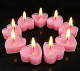 Jerhyun 9 Piezas Velas de Corazón, Romántica Vela en Forma de Corazón para San Valentín, Cumpleaños, Bodas Fiestas (Rosa)
