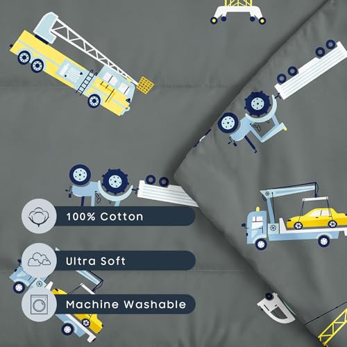 Image of Wake In Cloud - Cot Nap Mat with Pillow and Blanket, 100% Cotton Fabric, for Toddler Kids Boys Ages 3 Plus in Daycare Kindergarten Preschool with Elastic Corner Straps, Cars Cranes Trucks