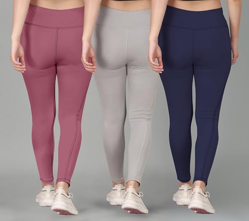 Image of Women's Polyester Blend Legging with High Rise Solid Design and Side Pocket | Stretchable Fitness Bottomwear for Gym, Yoga, Running, Cycling and Workout Sessions