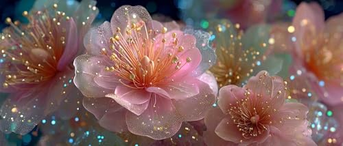 Diamond Art Kits for Adults Flower, Pink 5D Diamond Painting Kit, 5D DIY Full Drill Dimond Art Paintings, DIY Dimond Gem Crafts for Adults Beginners, Spring Decor for Bedroom, Gifts, 28x16in R-6460