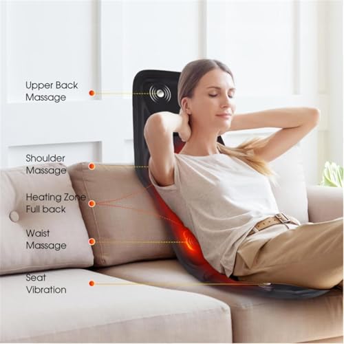 Image of Alokrupaswam Car Seat Massager with Heat & Memory Foam Support | 8 Vibration Motors Full Back Neck Lumbar Massage Chair Pad for Home Office Travel Comfort