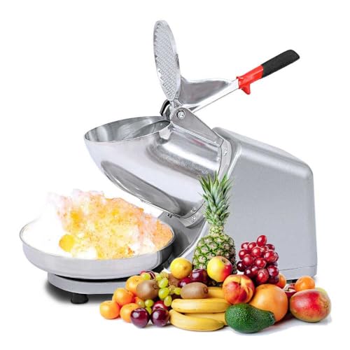 Electric Ice Crusher, Snow Cone Maker with Dual Stainless Steel Blades, Ice Crushing Machine for Home, Restaurant, and Commercial Use
