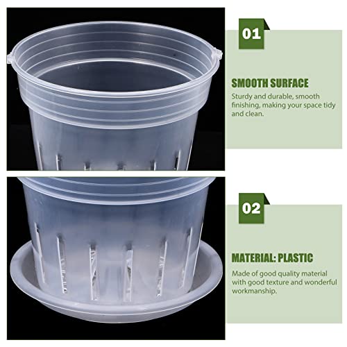 GANAZONO 4.7 inches Clear Orchid Pots with Holes Flower Plant Pot with Tray Flower Plant Container Plant Nursery Pots for Gardening Garden Home - Image 4