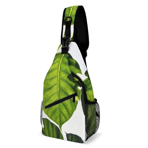 Bolsa bandolera de hojas verdes para excursiones de fin de semana y turismo