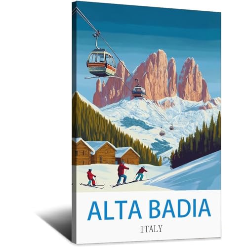 Alta Badia Impression sur Toile Premium au Style Rétro Artistique