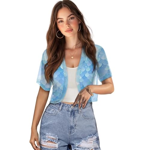 Image of Womens Short Sleeve Bolero Shrug Open Front Knit Cropped Cardigan Shoulder Cover for Dress Cute Casual Knit Cover Up
