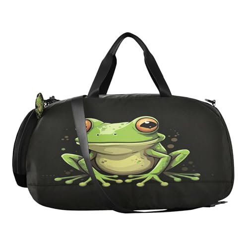 Cute Frogs Kids Overnight Sports Duffel Bags with Shoe Compartment & Wet Pocket Travel Sport Gym Bag for Girls Boys2