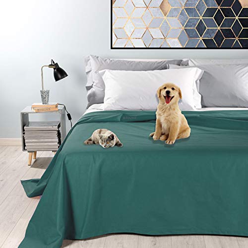 Byour3 - wasserdichte Doppel Tagesdecke Gemischte Baumwolle Bettüberwurf Dekostoff Einzelbett Queen Size Wohndecke Schutz vor Hunden Katzen Kinder Kratzfest Wasserfest Waschbar (Petroleum, Queen Size) Cover