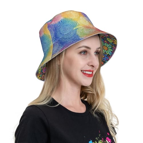 Image of Bucket Hat Double-Side-Wear Reversible Sun Hat Beach Travel Hiking for Women Men