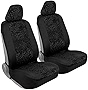 BDK Black Leopard Car Seat Covers for Front Seats, Animal Print Front Seat Cover Set with Matching Headrest, Sideless Design for Easy Installation, Fits Most Car Truck Van and SUV, (Pack of 2)