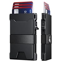 Men Wallet Credit Card Holder, Wallets for men, Aluminum Minimalist Metal Pop Up Wallet with Durable Expandable Backplate, RFID Blocking, Front Pocket Card Cases, Holds 12+ Cards Plus Cash
