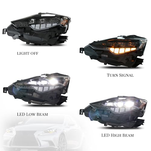 HCMOTION LED Headlight for Lexus IS250/IS300h/IS350 (2013-2016) with DRL and Amber Sequential Turn Signal