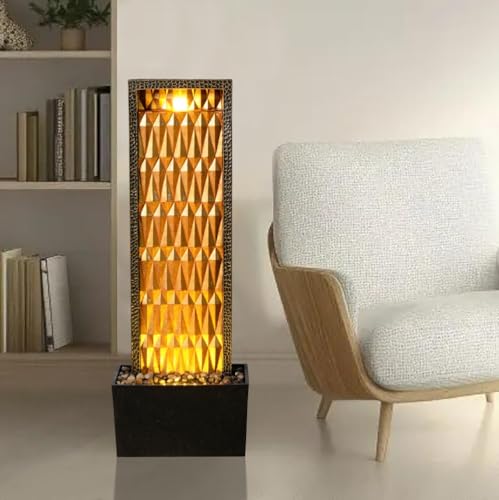 ChengPin Outdoor Water Fountain, 38.2-Inch Tall Gold Brilliant Design Waterfall Fountain for Garden, Patio, Backyard Decor