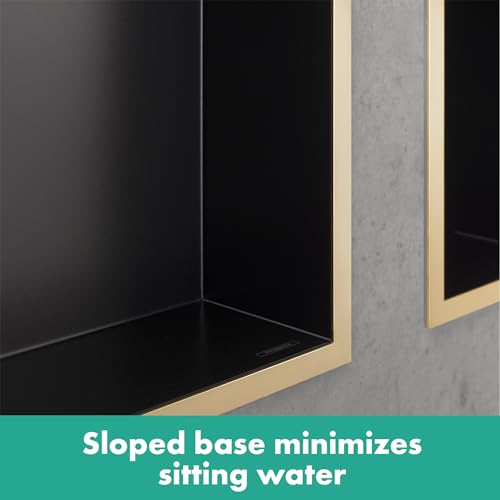 hansgrohe XtraStoris Minimalistic Recessed Wall Niche with Open Frame 12"x 6"x 5.5" in Matte Black, 56076670 by hansgrohe - Image 3
