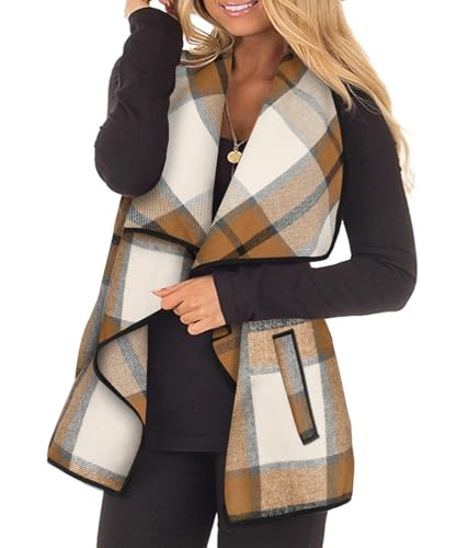RITERA Vest For Women Plus Size Sweaters Oversized Plaid Cardigan Fall Outfits Checkered Jacket Casual Tops Shirts