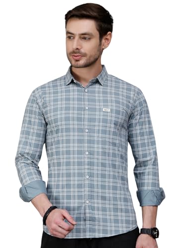 Image of Majestic Man Comfort Slim Fit Pure Cotton Checked Casual Shirt