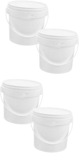 Hemoton Cubo de almacenamiento portátil para tinas de plástico, contenedor con tapa, cubos de hielo de plástico, cubo blanco con tapa, cubetas de