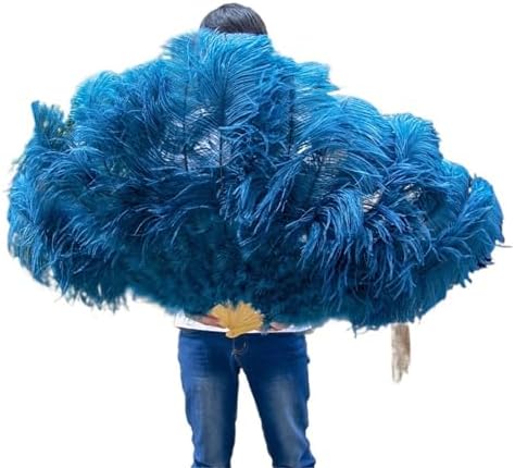 Ostrich Feather Fan for Performance, Carnival Show Accessory, Big Feather Fan - 130CM, Set of 2Green3100CM1PC130CM1PC