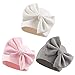 XIAOHAWANG Neonata Bambina Cofano Arco Cotone Cappello Cuffie per Neonati Ospedalieri 0-6 Mesi(Bianco+Rosa+Grigio)