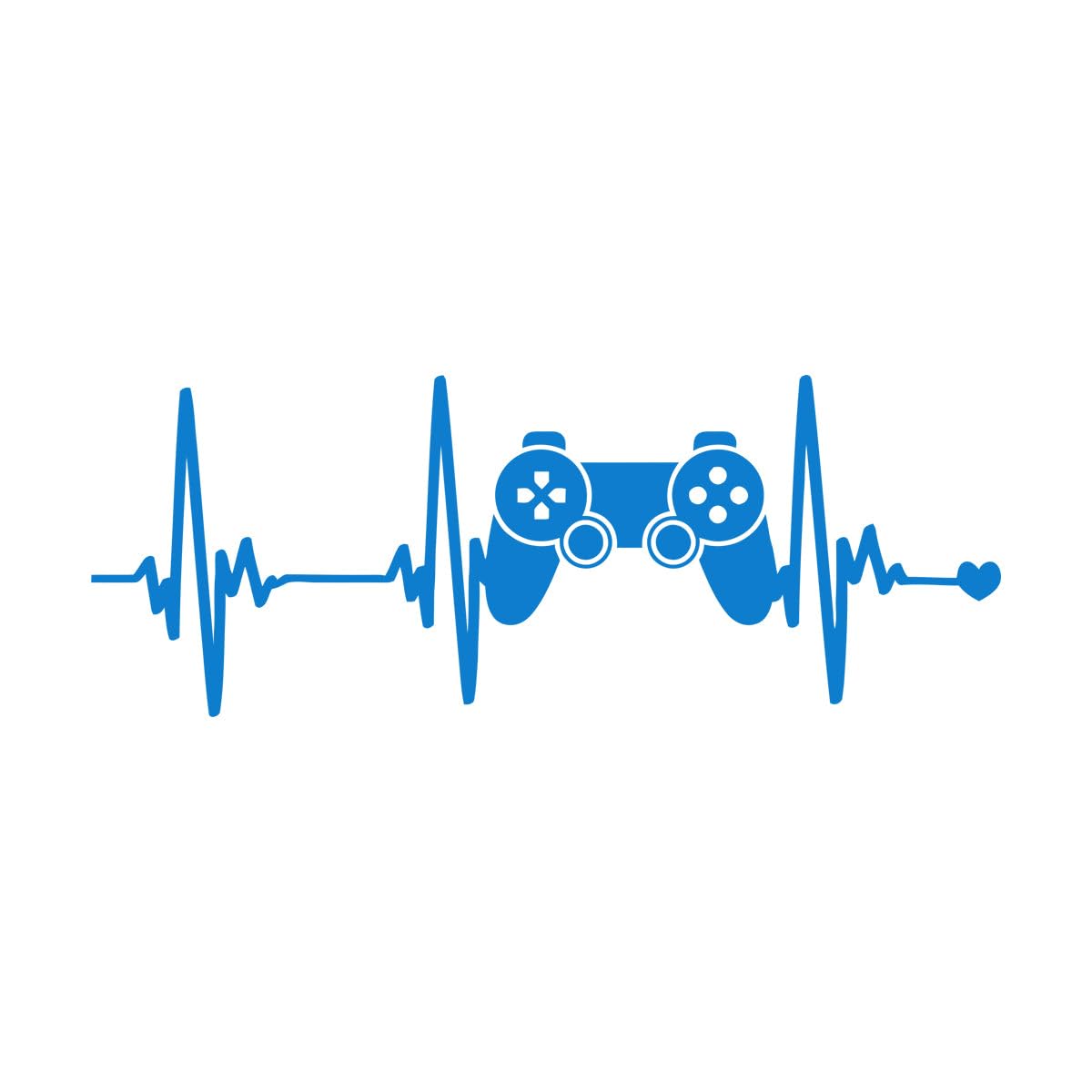 Geek Gamer Heartbeat Wall Decal Controller Video Game Wall Sticker Gaming Gift Room Decoration Idea Stickers Vinyl Decals Small - 22x57cm