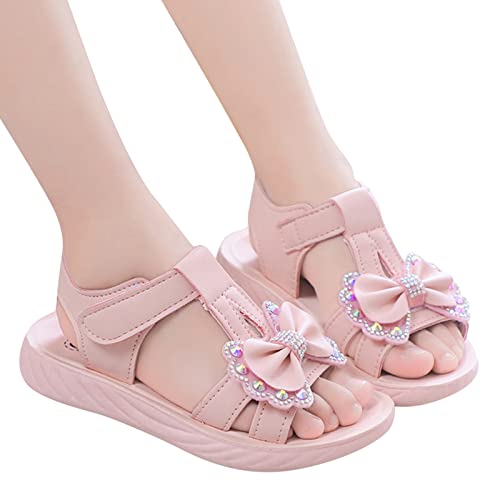 Girls Princess Rhinestones Bow Flat Sandals Open Toe Soft Sole T Strap Cute Dress Up Shoes for 4 to 12 Years Kids3