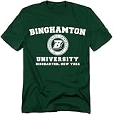 Binghamton University Official Institutional Logo Unisex Adult T-Shirt, Hunter Green, Large