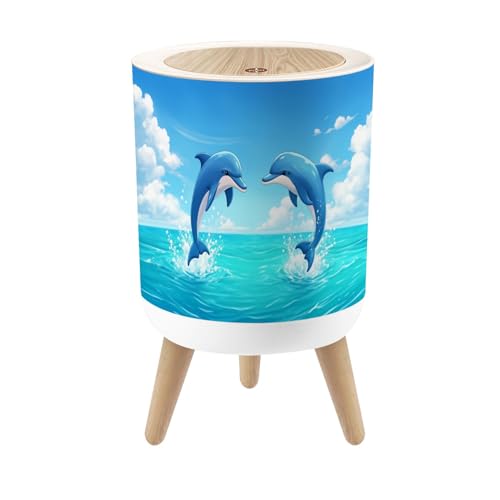Caneca pequeña con tapa y diseño de delfines, 1.8 galones