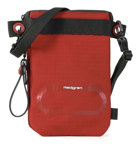 Sacoche de luxe Hedgren Otu Flat Vertical Crossover RFID Dahlia Red aux finitions soignées