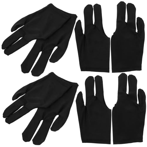 NAMOARLY Elastic Billiards Gloves for Snooker Sports Men Women Breathable Gaming Gloves 4 Pairs Set